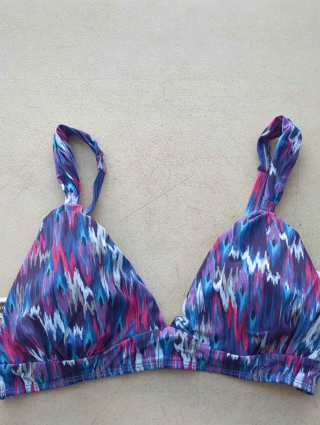 Nicolita Multicolor Purple Blue Pink WavePrint Bikini Top